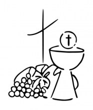 pain raisin calice hostie surplombé d'une croix